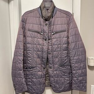 GIMO’s Men’s Quilted Jacket Coat Iridescent Pewter Gray Italy Sz 38 designer